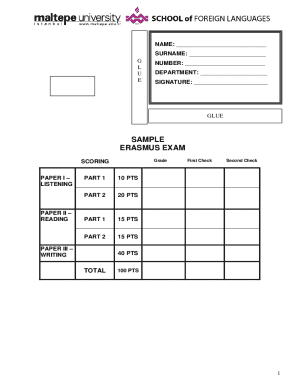 Erasmus Exam Form