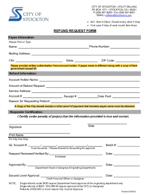City of Stockton Utility Refund Request Form