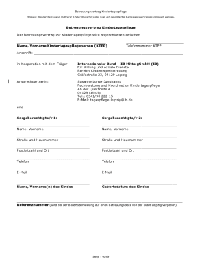 Childcare Agreement Template
