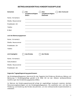 Childcare Agreement for Daycare