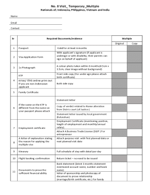 Japan Temporary Multiple Visit Visa Application Form