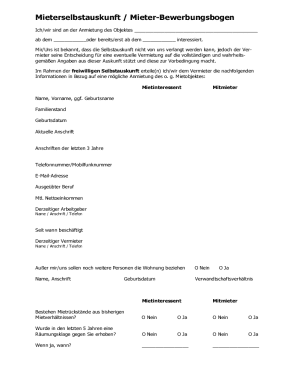 German Tenant Application Form