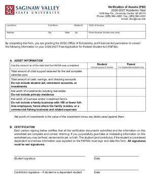 Verification of Assets Form