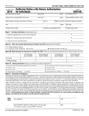 California Online e-file Return Authorization Form 8453-OL