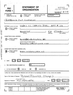 FEC Form 1 Statement of Organization