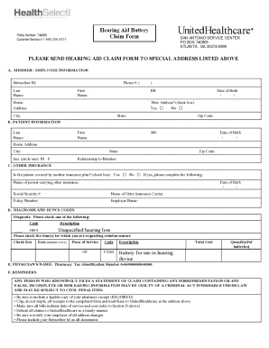 Hearing Aid Claim Form