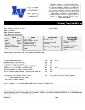Bullying Complaint Form