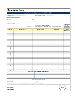 Italian Registered Mail Analytical Receipt