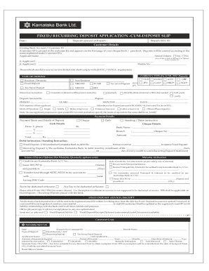 Karnataka Bank Fixed Deposit Application