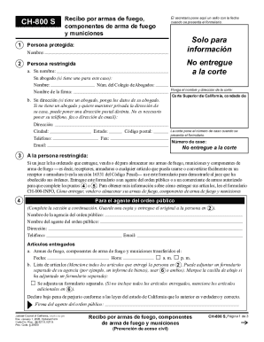 California Firearm Receipt Form CH-800