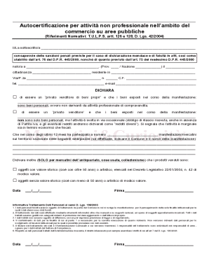 Italian Non-Professional Commerce Self-Certification Form