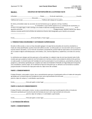 Leon County School Board Activity Participation Form