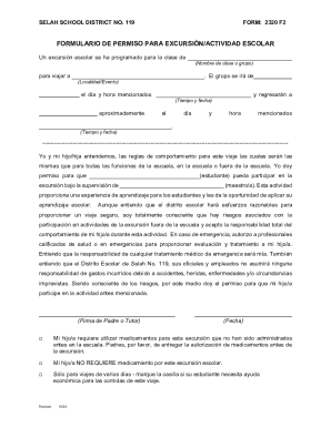 Selah School District Field Trip Permission Form