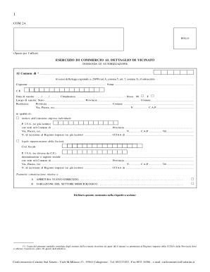Italian Retail Business Authorization Form