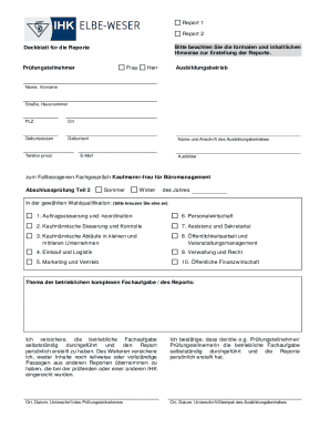 German Apprenticeship Report Form