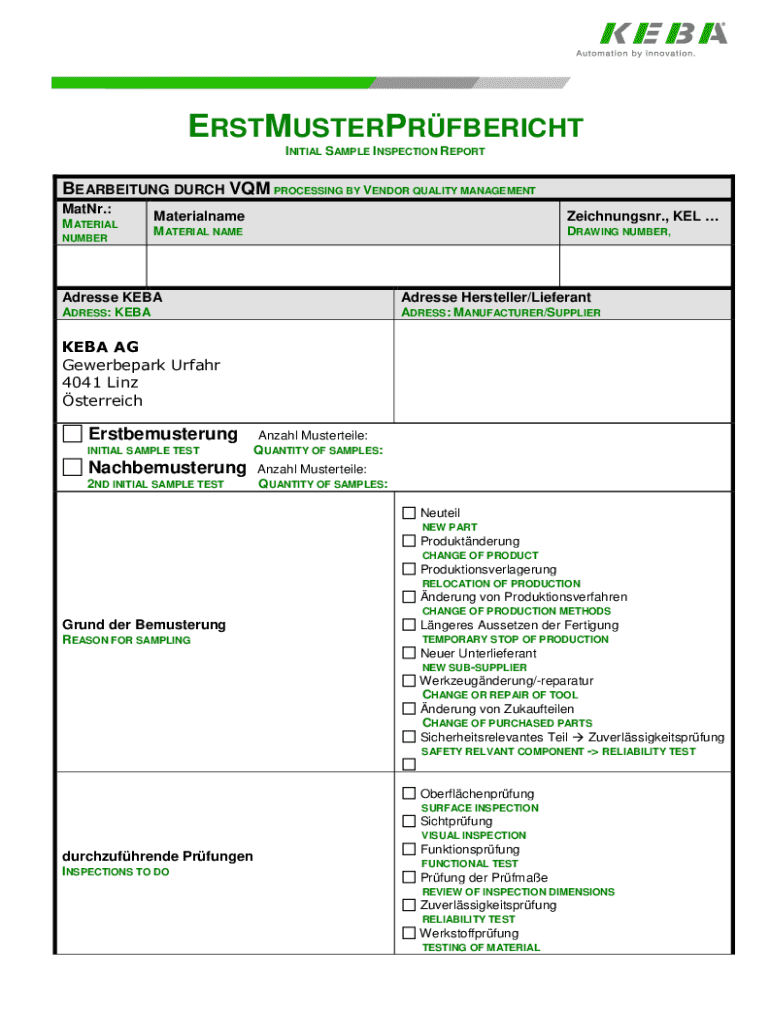 Initial Sample Inspection Report - Blank Fillable Template | Fill Out ...