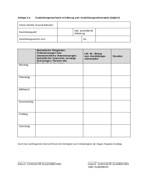 German Apprenticeship Training Log