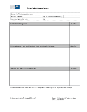 Apprentice Training Record Form