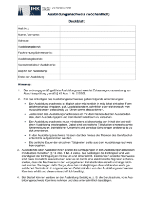 German Apprenticeship Weekly Record Form