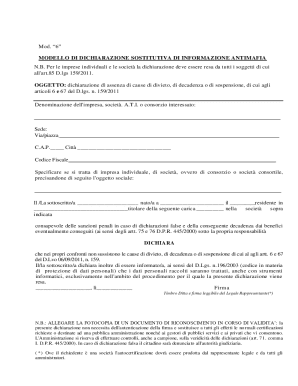 Italian Antimafia Declaration Form