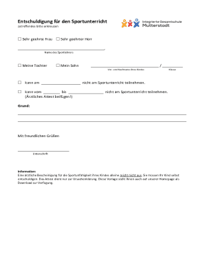 Excuse for Physical Education