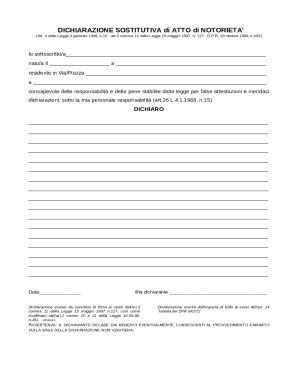 Italian Declaration of Substitution of Notoriety