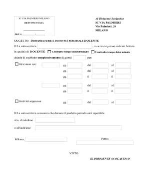 Teacher Holiday Request Form