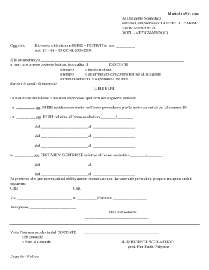 Teacher Vacation Request Form