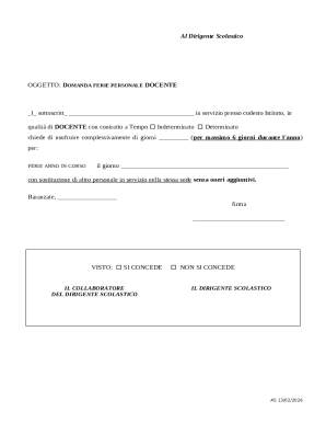 Teacher Vacation Request Form
