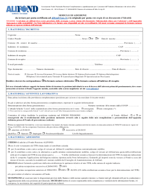 Alifond Pension Fund Adhesion Form