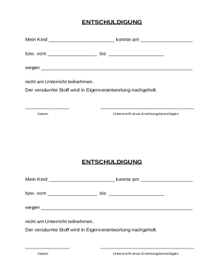 German School Excuse Note