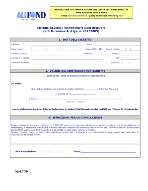 Italian Non-Deductible Contribution Communication Form