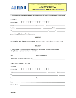 Modulo Variazione Aliquota Contributiva