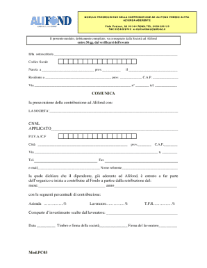 Alifond Contribution Continuation Form