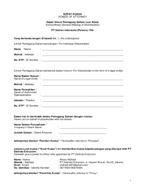 Power of Attorney for Shareholder Meeting