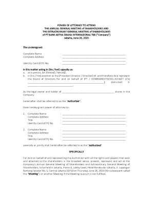 Power of Attorney for Shareholders Meeting