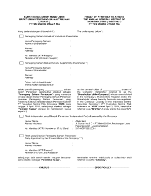 Power of Attorney for Annual General Meeting