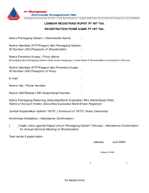 PT HIT Tbk Shareholder Registration Form