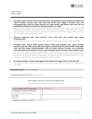 Proxy Form for Annual General Meeting