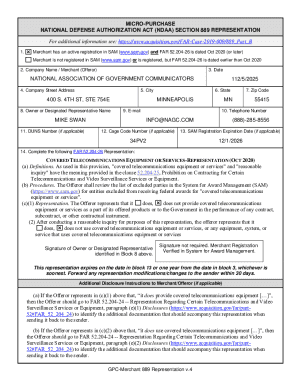 Micro-Purchase NDAA Section 889 Representation