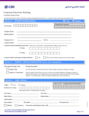Corporate Electronic Banking Customer Setup Form