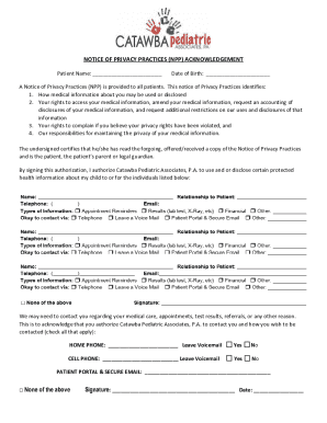 Notice of Privacy Practices Acknowledgement