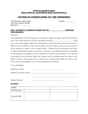 Pensioner Letter of Undertaking