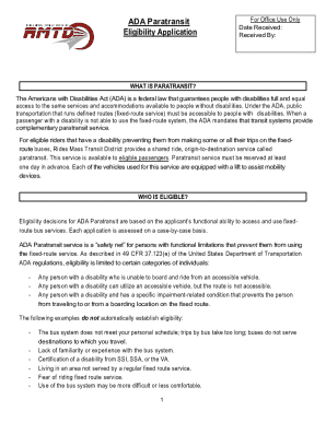 ADA Paratransit Eligibility Application