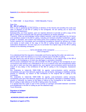 Bill of Lading Consignee Authorization Letter