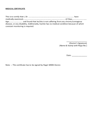 Medical Certificate