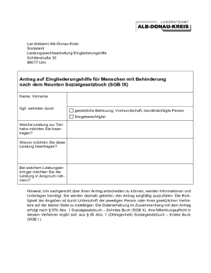Application for Integration Assistance for People with Disabilities