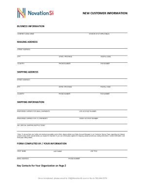 New Customer Information Form