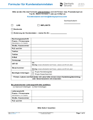 Customer Master Data Form