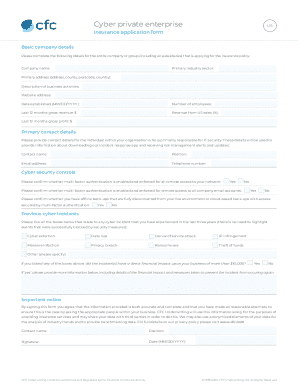 US Cyber Insurance Application Form